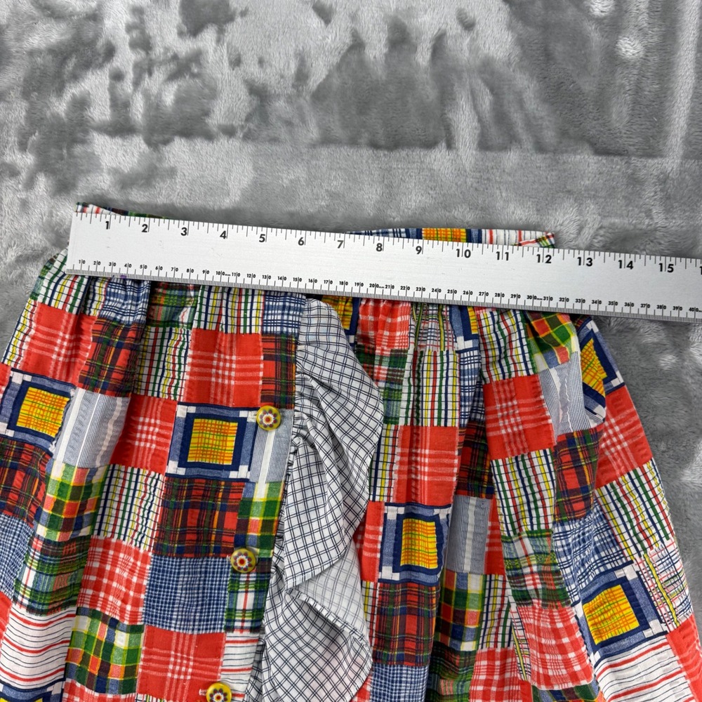 Vintage 70's Patchwork Plaid Ruffle Midi Skirt Boho Romantic Folk, High Waist - Picture 6 of 15
